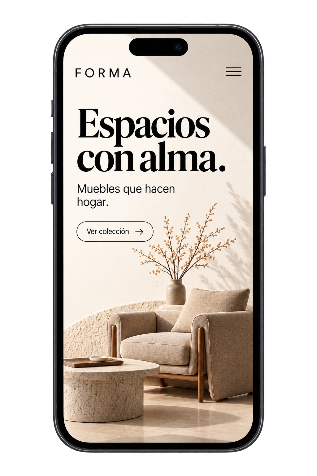 Concepto de la tienda FORMA adaptada a móvil